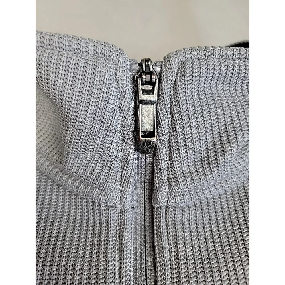 Spyder Core Sweater Pullover Mens Medium Grey Black 1/4 Zip Athletic Mock Neck
